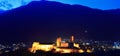 Bellinzona castle at twilight Royalty Free Stock Photo