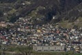 Bellinzona city from high hill over in spring color fresh morning Royalty Free Stock Photo