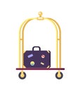Bellman s Cart with Bag Icon Vector Illustration