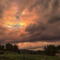 Bellowing clouds during a sunset