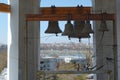 Bells on belfry Znamensky Monastery church. Irkutsk City view