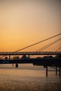 Bells Bridge on the River Clyde at Sunset in Glasgow Scotland Royalty Free Stock Photo