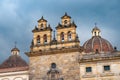 Bell tower in the cathedral in the plaza mayor in bogota. Colombia. Royalty Free Stock Photo