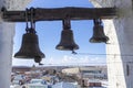 Bells in the temple of the Russian Orthodox Church. Bell tower of a Christian church Royalty Free Stock Photo