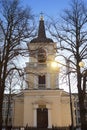 Belltower of Holy Trinity Church, Helsinki. Was built in the neo classical style in 1826