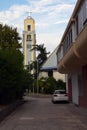 Belltower of Mostar Catholic Cathedral in Mostar.Bosnia and Herzegovina Royalty Free Stock Photo