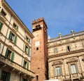Belltower in Piazza delle Erbe, Verona Royalty Free Stock Photo