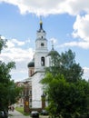 Belltower of the Resurrection Cathedral in the Volokolamsk Kremlin, Moscow region.
