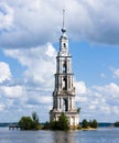 Belltower on river Volga, Kalyazin, Russia