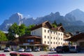 Belluno, Italy - August 17, 2018: resort town in the highlands of the Dolomites of Italy, Cortina d Ampezzo