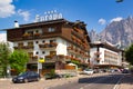 Belluno, Italy - August 17, 2018: resort town in the highlands of the Dolomites of Italy, Cortina d Ampezzo