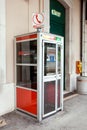 The cabin of Telecom Italy with phone on railway station