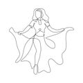 Belly dance, line drawing of a beautiful dancing girl Royalty Free Stock Photo