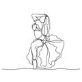 Belly dance. Turkish tane. Dancing girl depicted by a continuous line. Vector isolated illustration.
