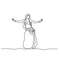 Belly dance. Turkish tane. Dancing girl depicted by a continuous line. Vector isolated illustration Royalty Free Stock Photo