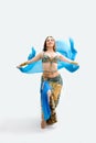 Belly dancer in blue Royalty Free Stock Photo