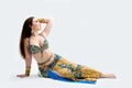 Belly dancer in blue Royalty Free Stock Photo