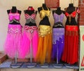 Belly dancer costumes on stands Royalty Free Stock Photo