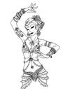 Belly Dancer Girl in Hand Drawn Style. Royalty Free Stock Photo