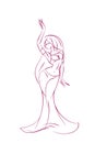 Belly dancer ink sketch gesture drawing