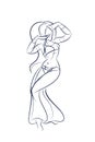 Belly dancer ink sketch gesture drawing