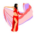 Belly dancer woman coquette , Traditional Arab entertainment oriental dance. Sensual movement erotic lady.