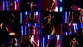 Belly dancer woman in nightclub, collage of shots, medium and closeup views Royalty Free Stock Photo