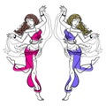 Belly dancers. Illustration of belly dance women's Royalty Free Stock Photo