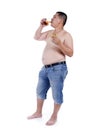 Belly fat people at large from eating behaviors. Royalty Free Stock Photo