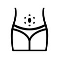 Belly, female, navel black icon