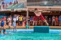 Belly flop competition on a cruise ship Royalty Free Stock Photo