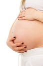 Belly pregnant girl in profile Royalty Free Stock Photo