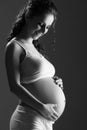 Belly of pregnant woman monochrome Royalty Free Stock Photo