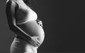 Belly of pregnant woman monochrome Royalty Free Stock Photo