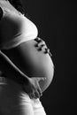 Belly of pregnant woman monochrome Royalty Free Stock Photo