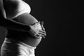 Belly of pregnant woman monochrome Royalty Free Stock Photo