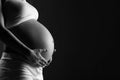 Belly of pregnant woman monochrome Royalty Free Stock Photo