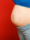 Belly of pregnant woman with painted happy smiley face Royalty Free Stock Photo