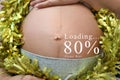 Belly of pregnant women and loading text in concept of time in c