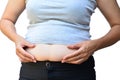 Belly of woman, be in poor health, should exercise