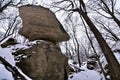 Belmont mound state park balanced rock devils dining table formation in Winter