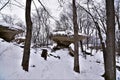 Belmont mound state park balanced rock devils dining table formation in Winter