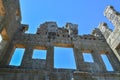 Detailed view at the walls ruins of the medieval Saint CornÃÂ©lio tower, iconic ruins monument building on Belmonte village,