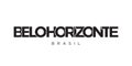 Belo Horizonte in the Brasil emblem. The design features a geometric style, vector illustration with bold typography in a modern