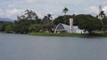 BELO HORIZONTE, BRAZIL - APRIL 12, 2024: Pampulha Lake with the church of Saint Francis of Assisi in Belo Horizonte, Brazil