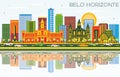 Belo Horizonte Brazil Skyline with Color Buildings, Blue Sky and