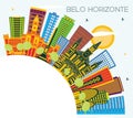 Belo Horizonte Brazil Skyline with Color Buildings, Blue Sky and