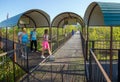 Pedestrian decks above the predator enclosures. Park `Taigan`, Crimea