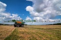 Belogorye, Khmelnytsky region, UKRAINE - August 19, 2021: self-propelled sprayers at the demonstration of agricultural machinery