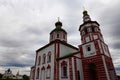 Belokrasnaya Ilyinskaya church under the stormy sky Royalty Free Stock Photo